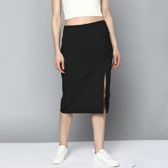https://megashoppin.com/products/women-black-pure-cotton-solid-ruched-straight-skirt