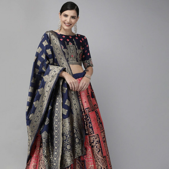 https://megashoppin.com/products/pink-navy-blue-woven-design-semi-stitched-lehenga-unstitched-blouse-with-dupatta