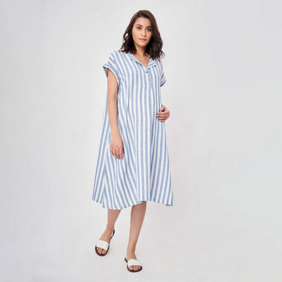 https://megashoppin.com/products/blue-striped-maternity-shirt-midi-dress